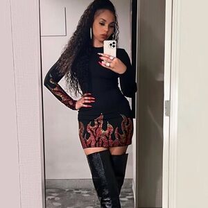 as seen on ASHANTI! alexandre vauthier crystal flame dress 42 size fits us 8-12